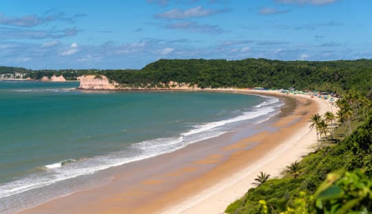 Madeiro beach, Tibau do Sul, near Pipa beach and Natal, Rio Grande do Norte, Brazil on June 7, 2019. With its cliffs and natural vegetation, this beach attracts tourists from all over the world